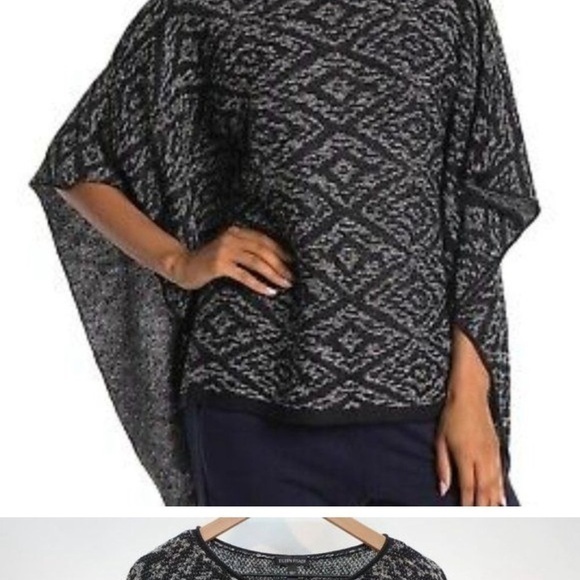 Eileen Fisher Organic Linen‎ Marled Print Poncho - Picture 4 of 9